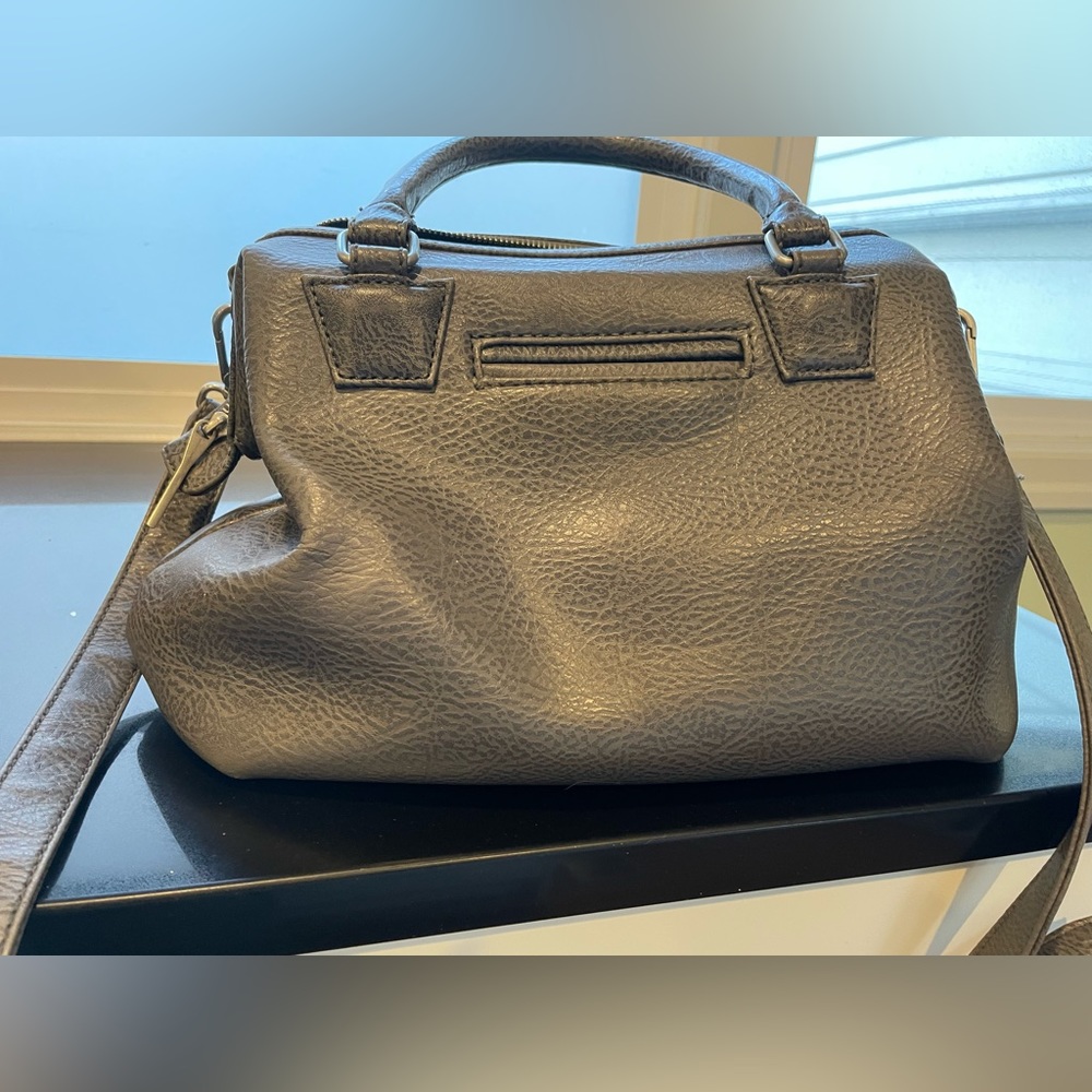 Matt & Nat Gray Faux Leather Purse | Malone | Doctor Bag Style | Cross Body Bag
